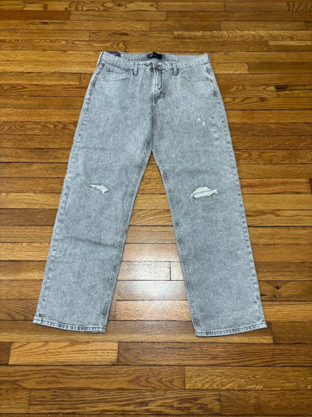 Gap Womens '90s Loose Jeans Sz 12 12/31L TALL Gray Stretch Distressed Denim NWT